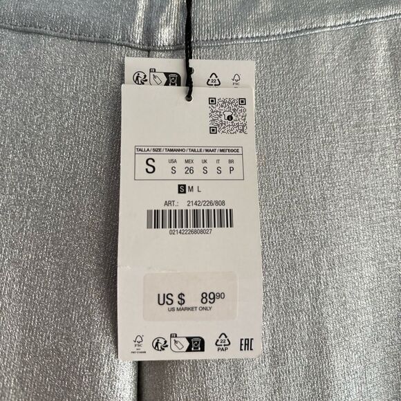 ZARA FOIL WIDE LEG KNIT PANTS - Picture 2 of 10